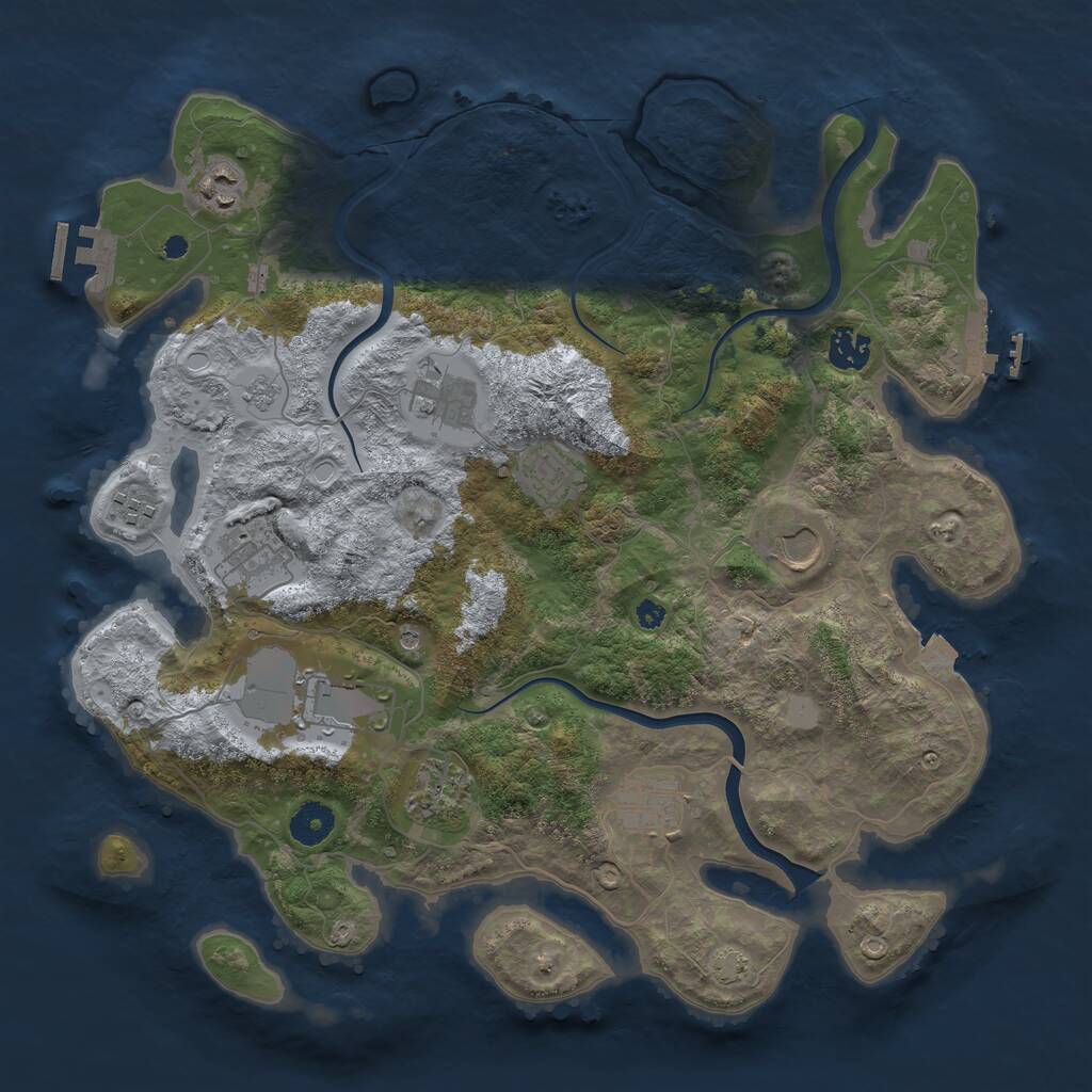 Rust Map: Procedural Map, Size: 3800, Seed: 83662604, 16 Monuments