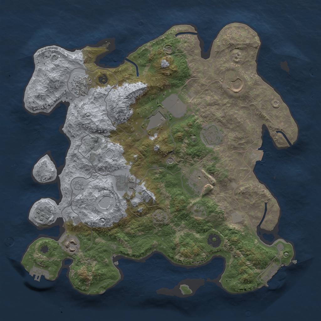 Rust Map: Procedural Map, Size: 3500, Seed: 1992869542, 16 Monuments