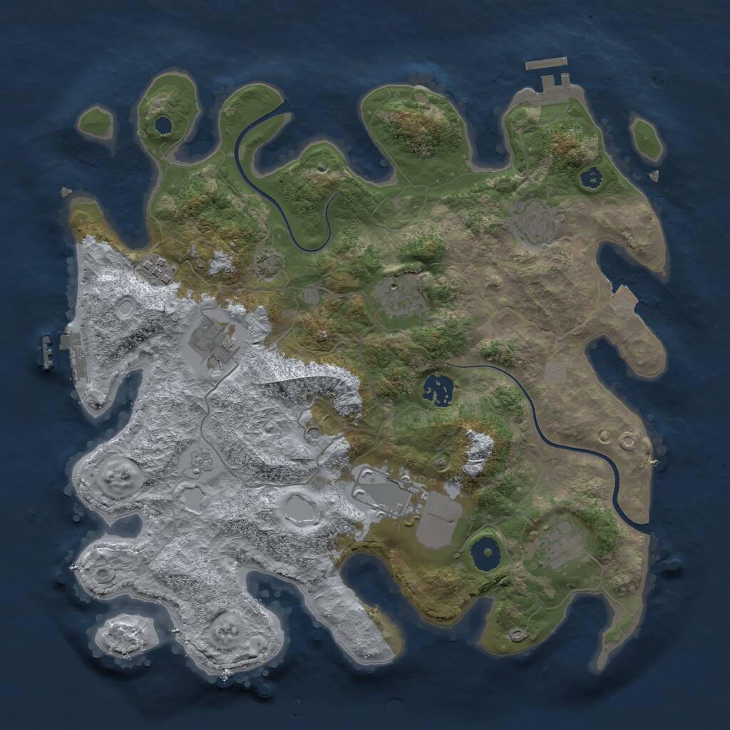 Rust Map: Procedural Map, Size: 3500, Seed: 1424438620, 13 Monuments