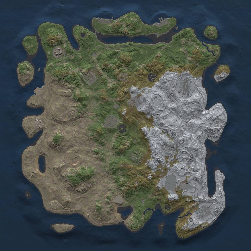 Rust Map: Procedural Map, Size: 4250, Seed: 2011767110, 19 Monuments