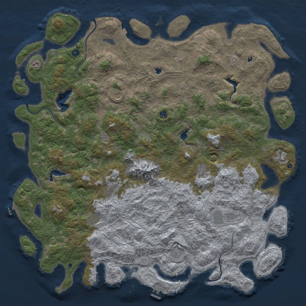 Rust Map: Procedural Map, Size: 6000, Seed: 155188226, 17 Monuments