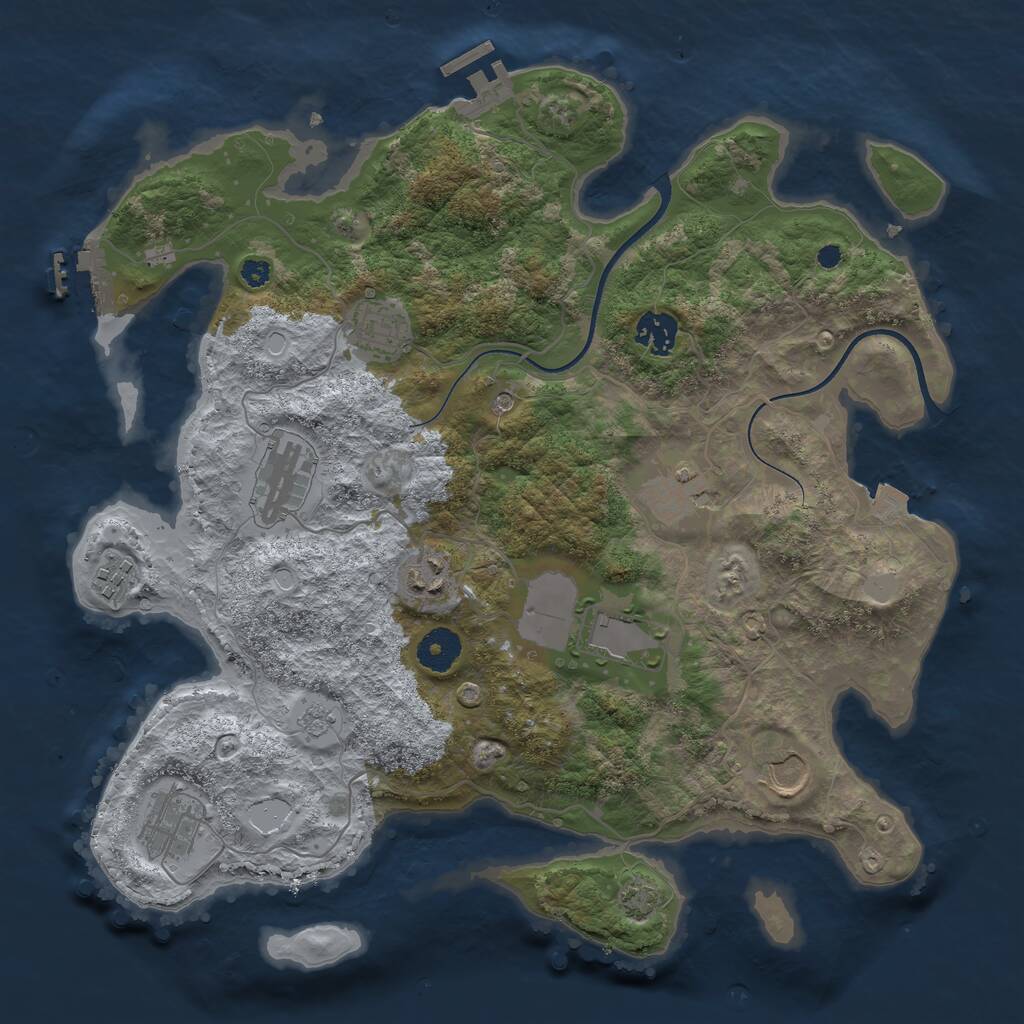 Rust Map: Procedural Map, Size: 3600, Seed: 1392991553, 15 Monuments