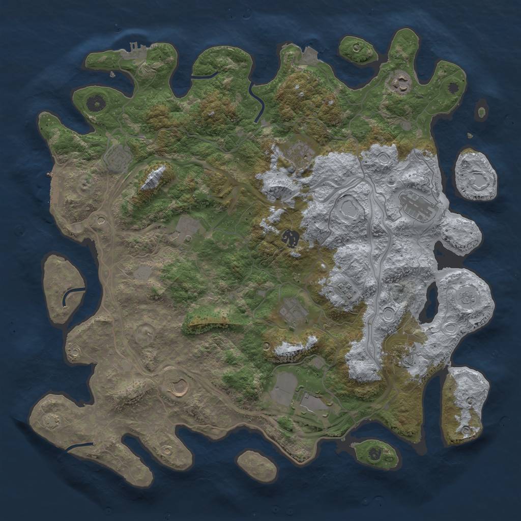 Rust Map: Procedural Map, Size: 4400, Seed: 41086610, 19 Monuments