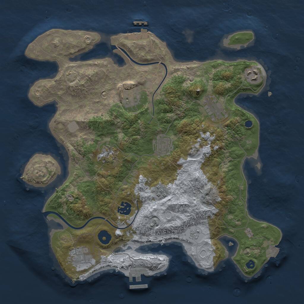 Rust Map: Procedural Map, Size: 3400, Seed: 41481091, 13 Monuments