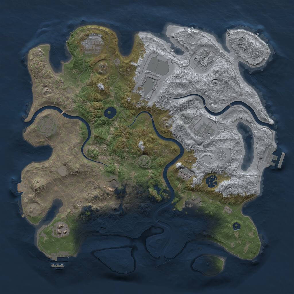 Rust Map: Procedural Map, Size: 3700, Seed: 3157563, 16 Monuments