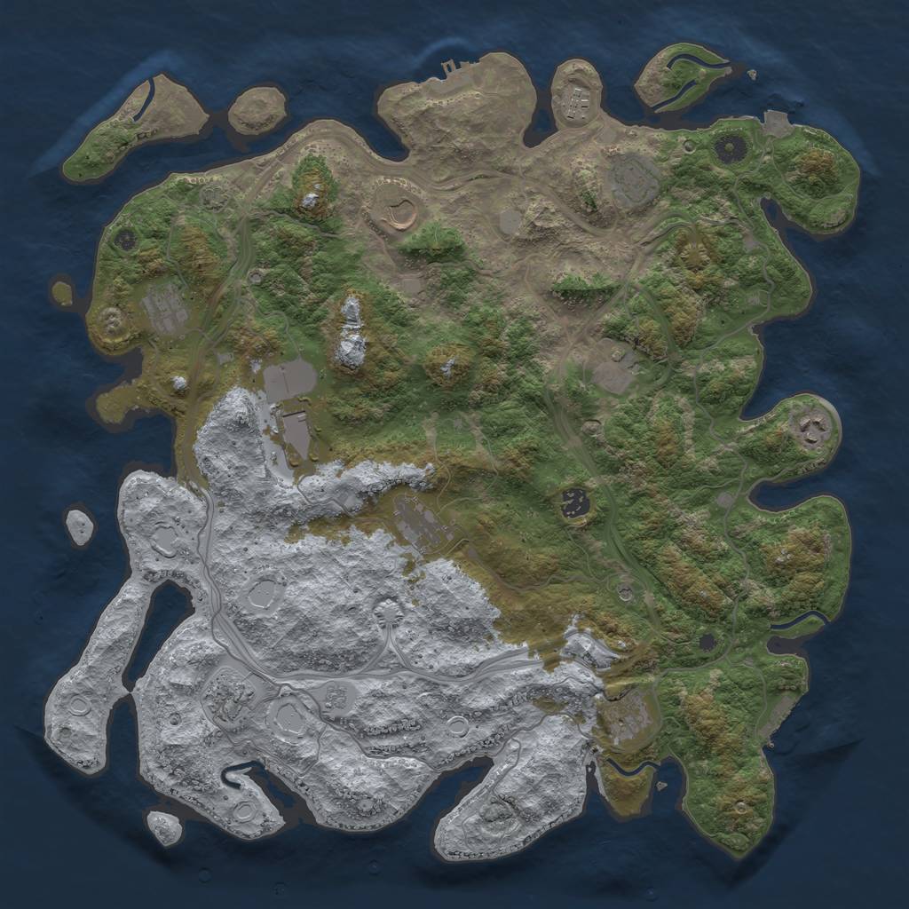 Rust Map: Procedural Map, Size: 4500, Seed: 115816106, 19 Monuments