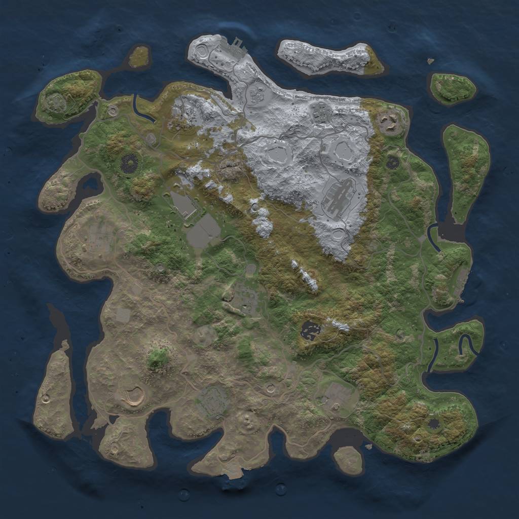 Rust Map: Procedural Map, Size: 4000, Seed: 777357731, 19 Monuments