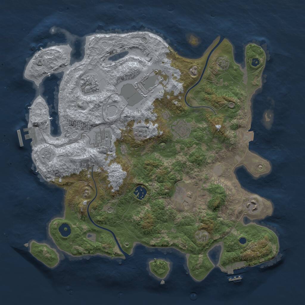 Rust Map: Procedural Map, Size: 3650, Seed: 28569093, 14 Monuments