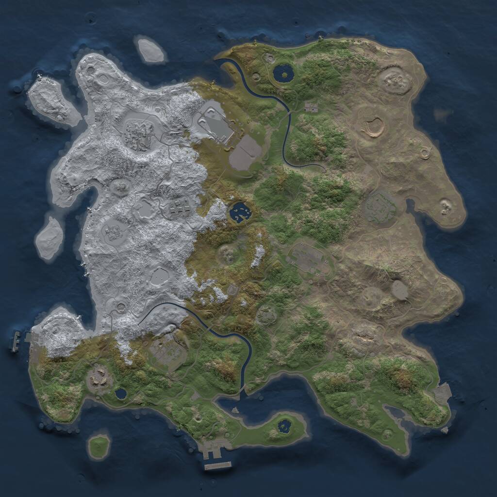 Rust Map: Procedural Map, Size: 3750, Seed: 245784, 15 Monuments