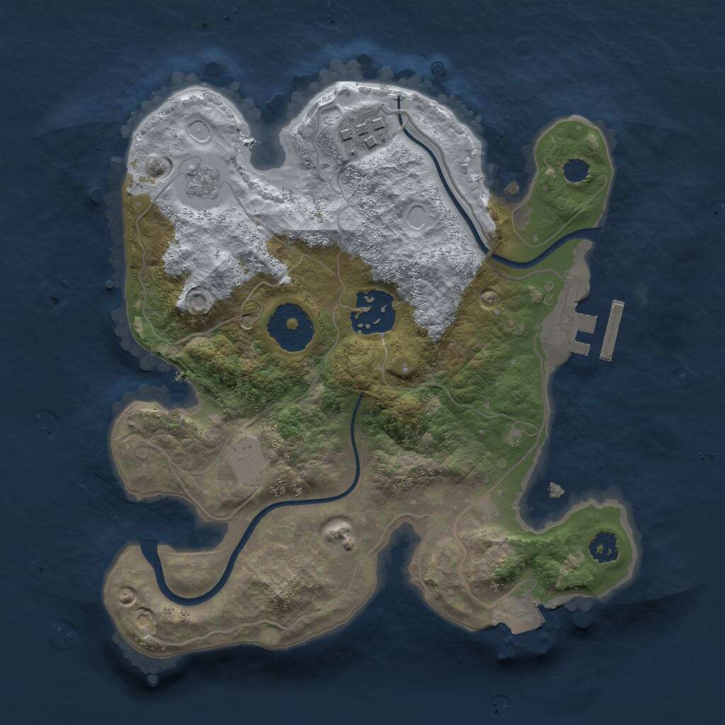 Rust Map: Procedural Map, Size: 2400, Seed: 35339, 5 Monuments