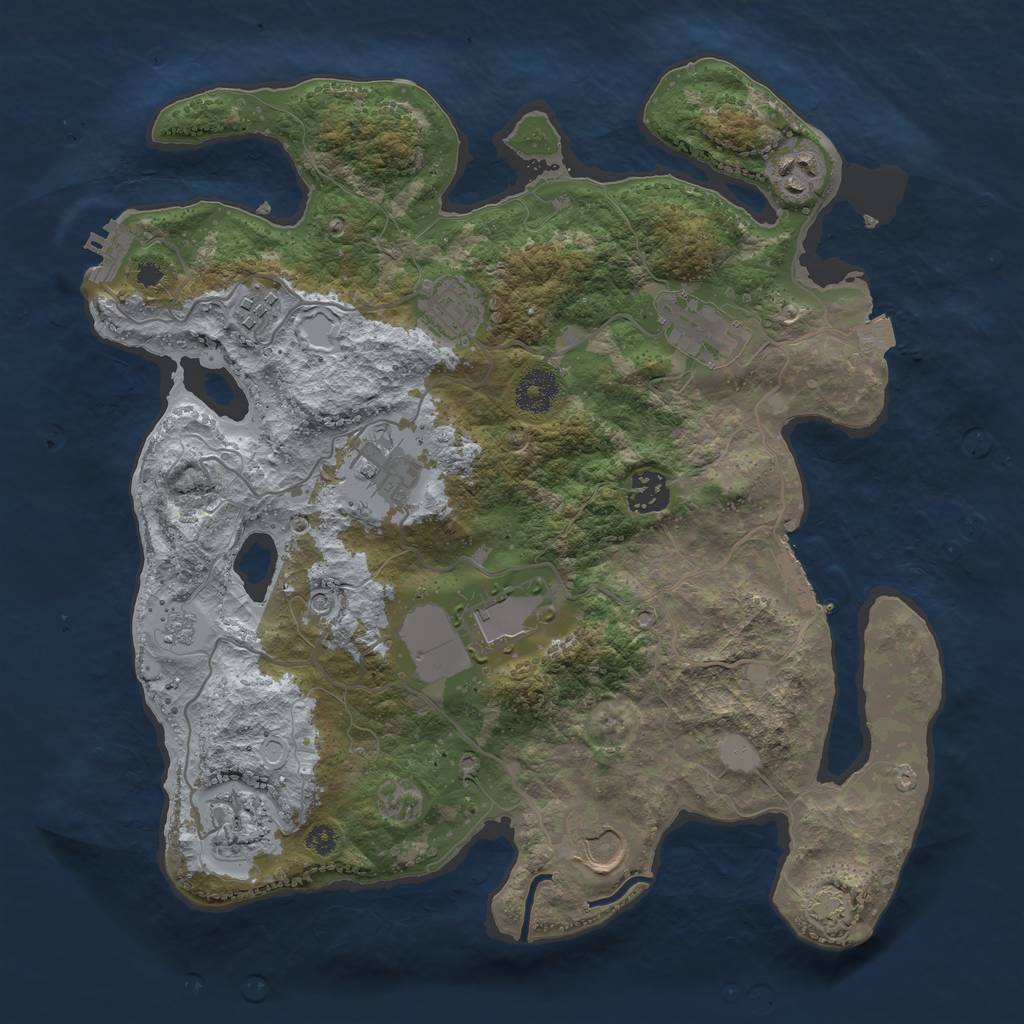 Rust Map: Procedural Map, Size: 3500, Seed: 1553125850, 17 Monuments