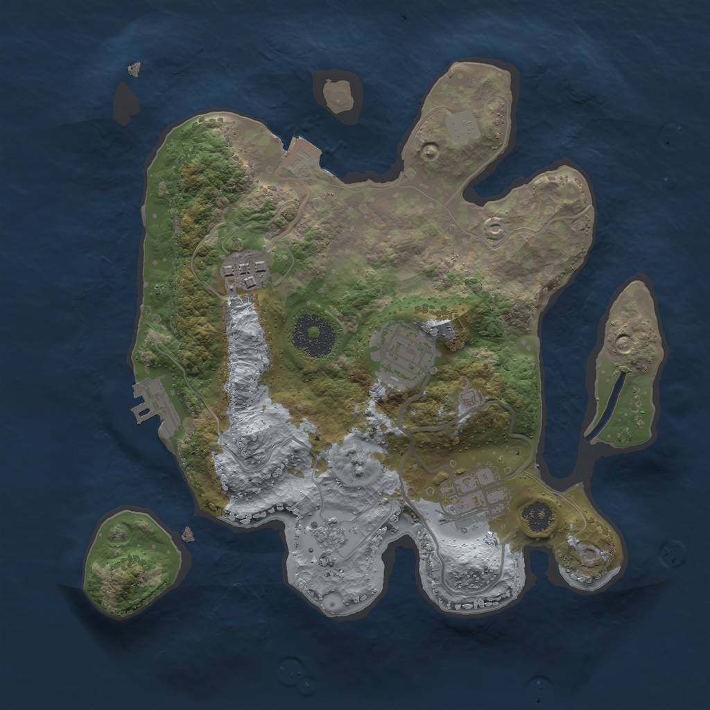 Rust Map: Procedural Map, Size: 2500, Seed: 583106802, 8 Monuments
