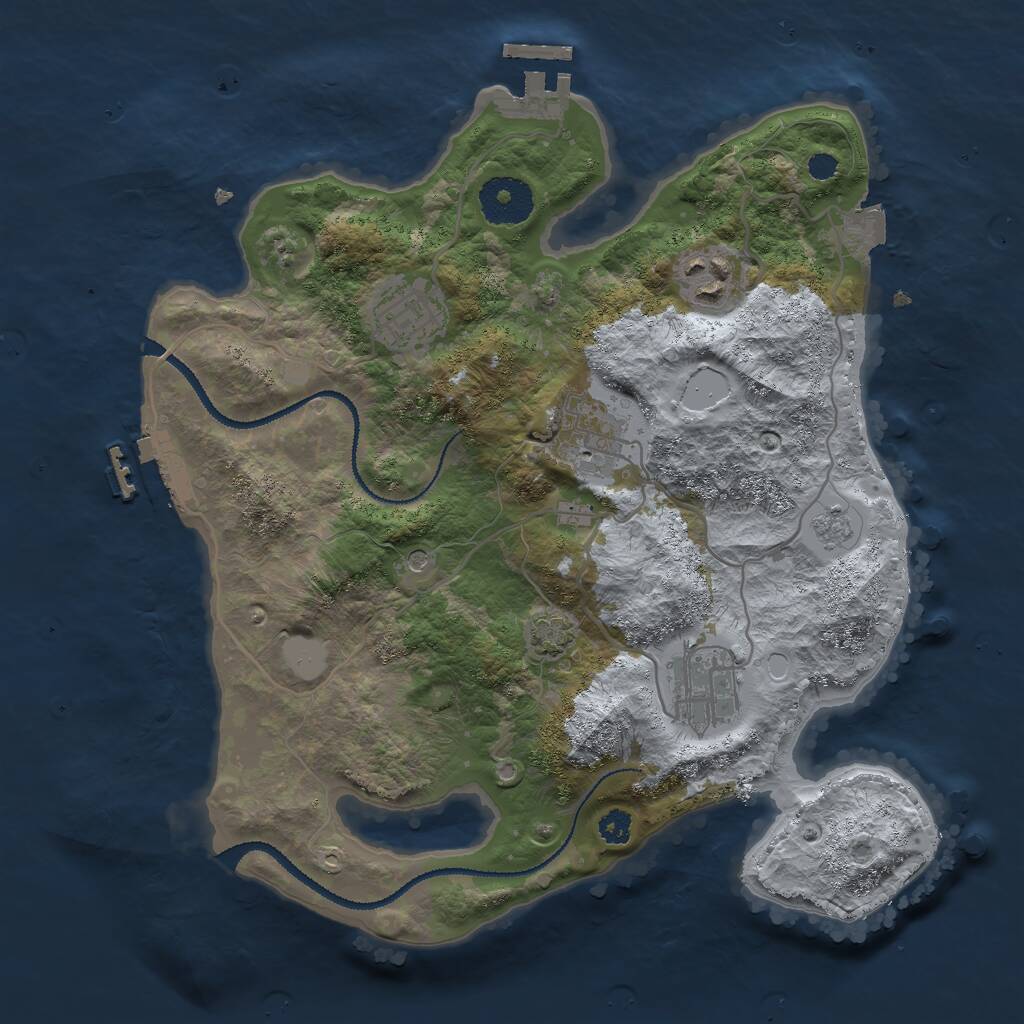 Rust Map: Procedural Map, Size: 3000, Seed: 89550, 10 Monuments