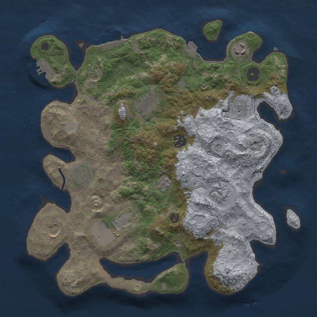 Rust Map: Procedural Map, Size: 3500, Seed: 1691718830, 17 Monuments