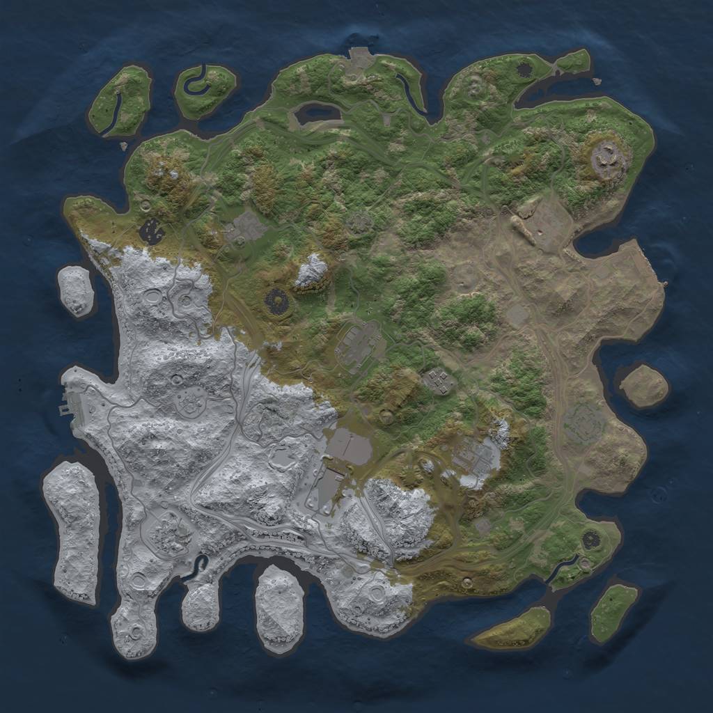 Rust Map: Procedural Map, Size: 4250, Seed: 1368379691, 18 Monuments