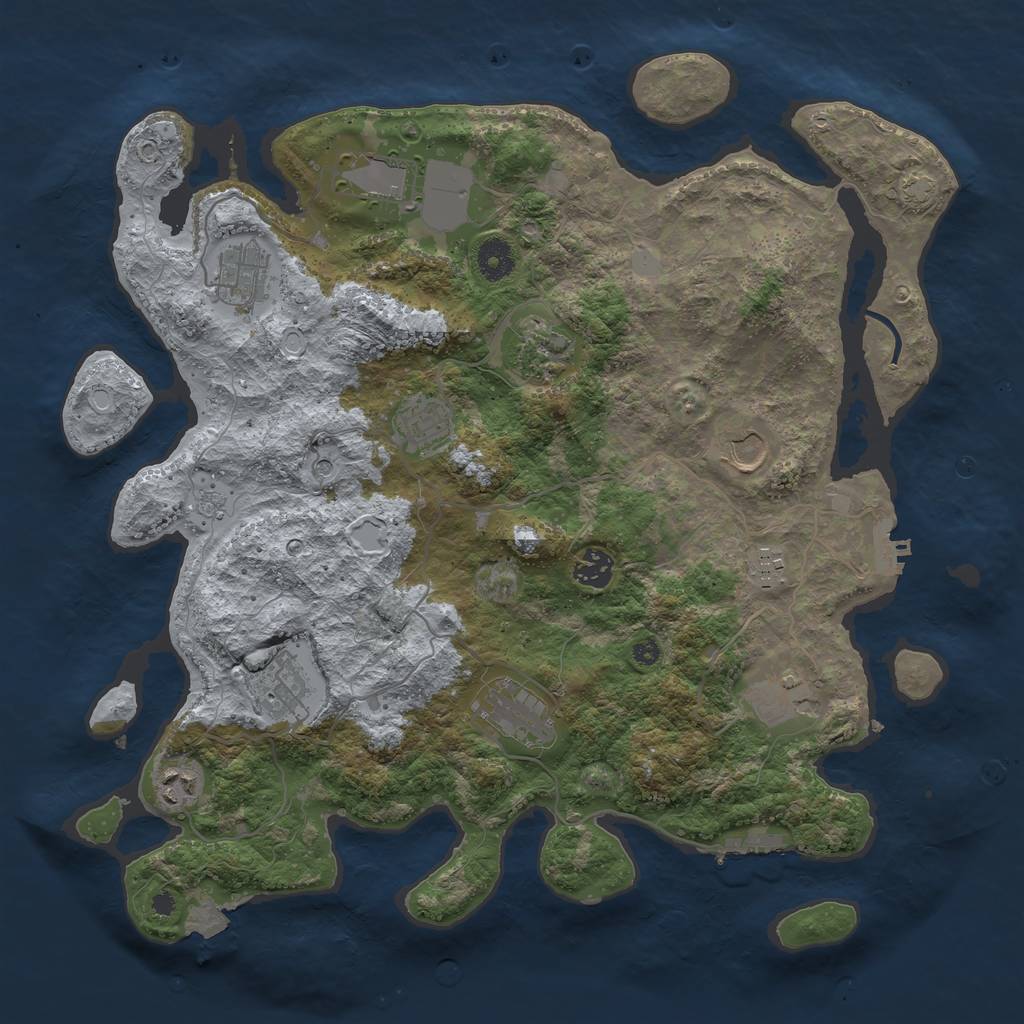 Rust Map: Procedural Map, Size: 3900, Seed: 34945051, 19 Monuments