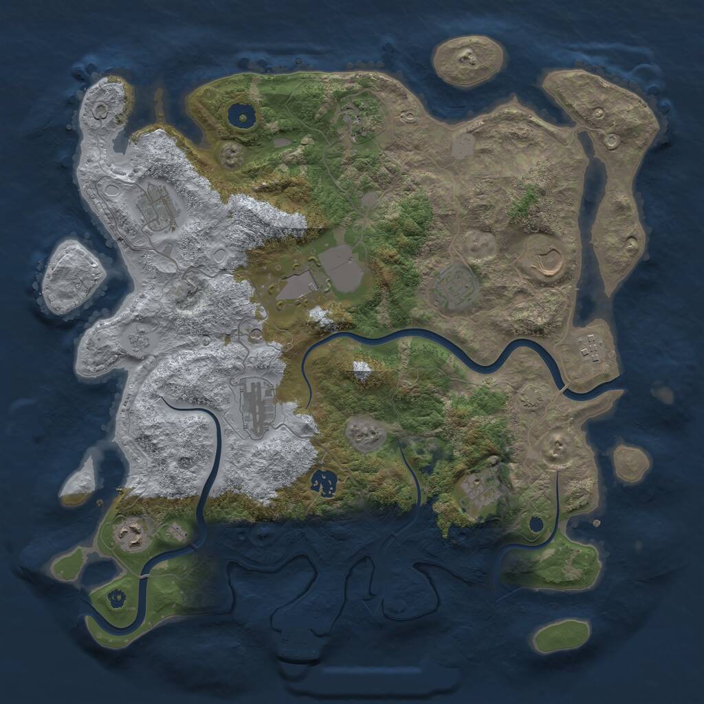Rust Map: Procedural Map, Size: 3900, Seed: 34945051, 15 Monuments