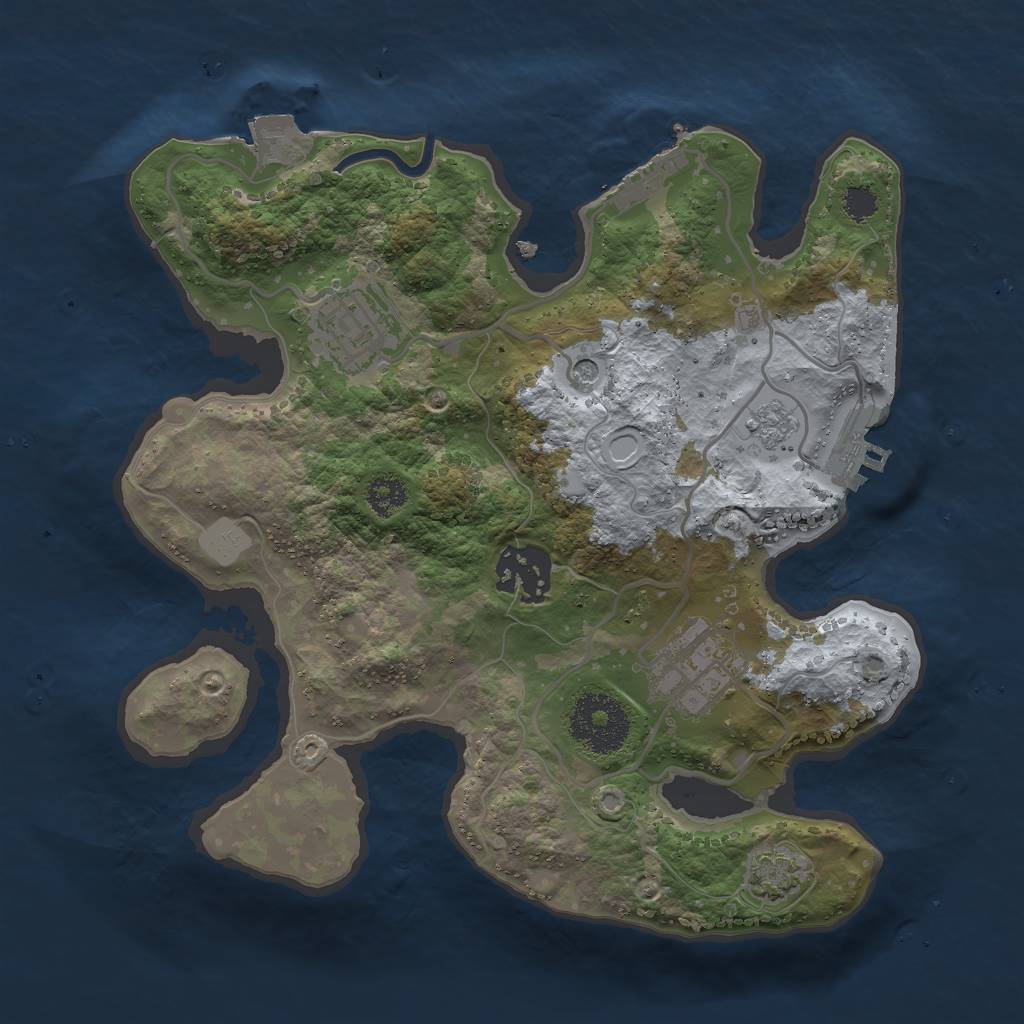 Rust Map: Procedural Map, Size: 2600, Seed: 542113214, 11 Monuments