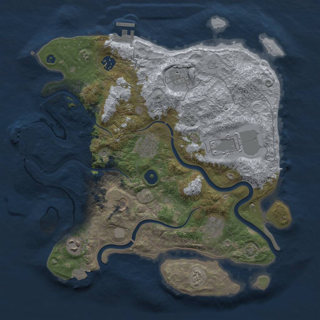 Rust Map: Procedural Map, Size: 3500, Seed: 976238337, 14 Monuments