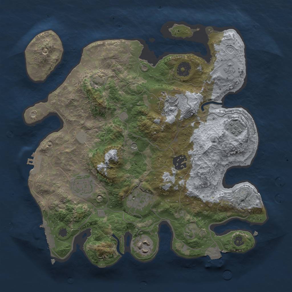 Rust Map: Procedural Map, Size: 3000, Seed: 7487, 14 Monuments