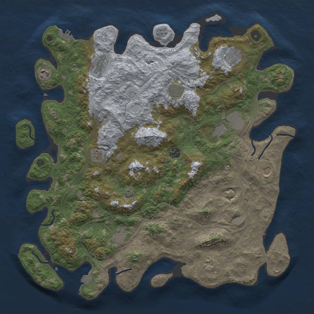 Rust Map: Procedural Map, Size: 4500, Seed: 2023110201, 18 Monuments