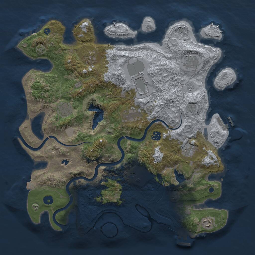 Rust Map: Procedural Map, Size: 4000, Seed: 156066843, 16 Monuments