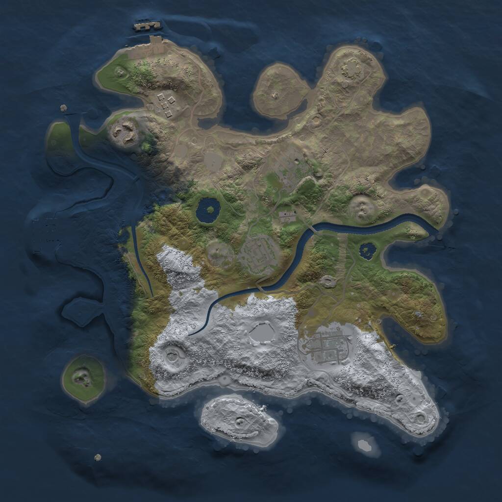 Rust Map: Procedural Map, Size: 3000, Seed: 12466, 10 Monuments