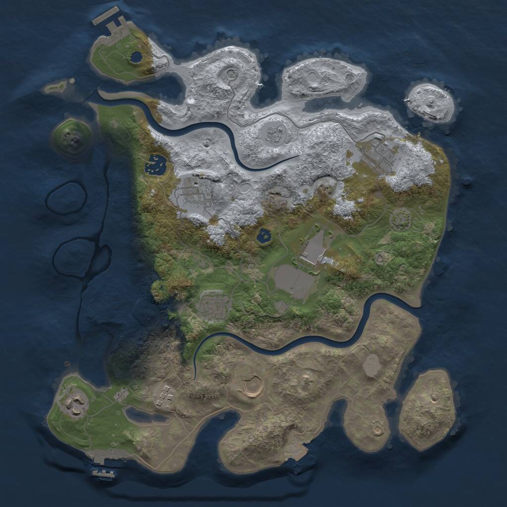 Rust Map: Procedural Map, Size: 3500, Seed: 372330046, 14 Monuments