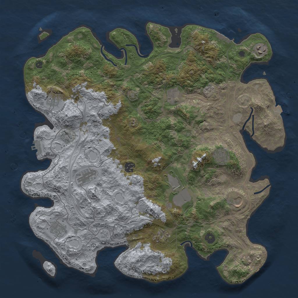Rust Map: Procedural Map, Size: 4300, Seed: 1192111742, 19 Monuments
