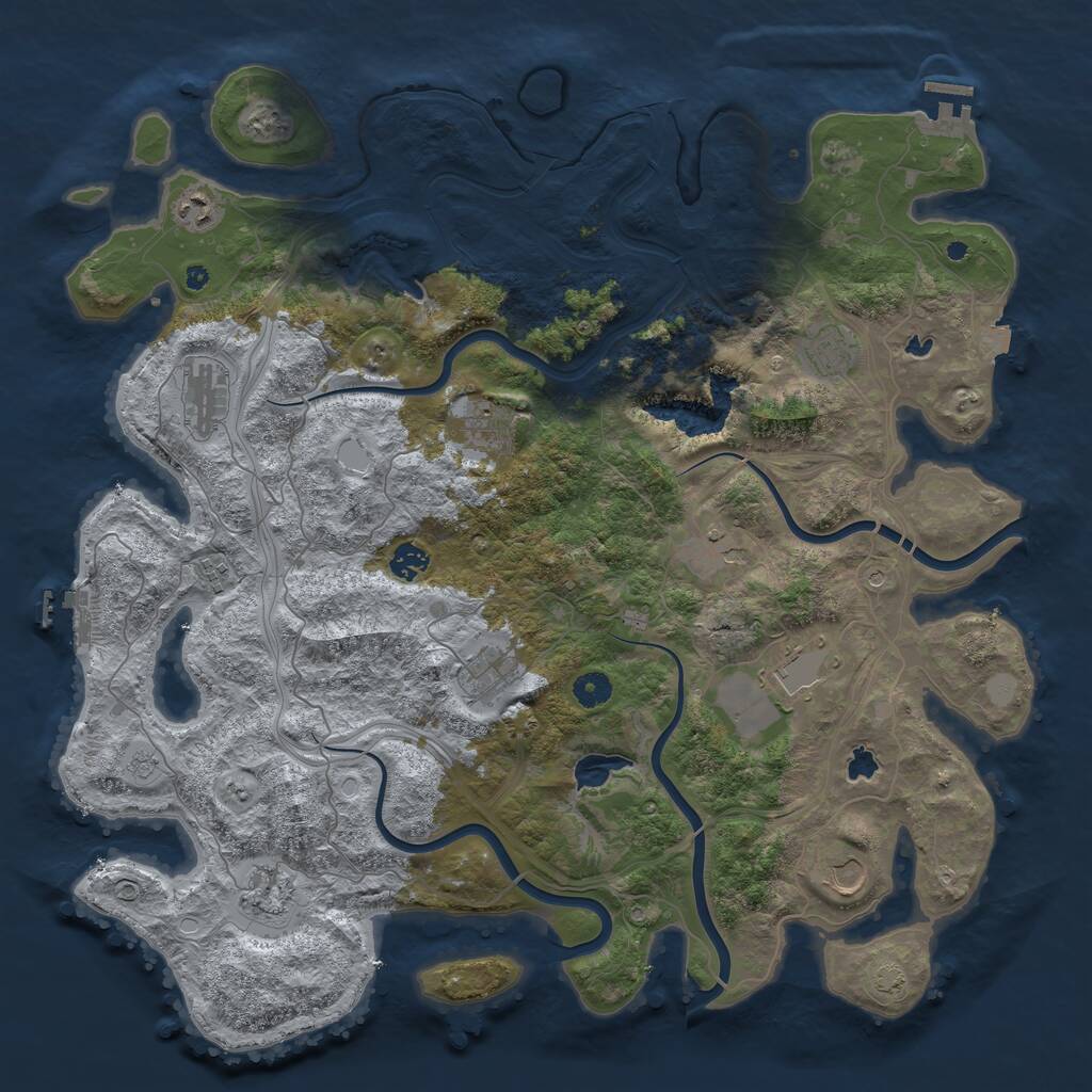 Rust Map: Procedural Map, Size: 4500, Seed: 747637885, 17 Monuments