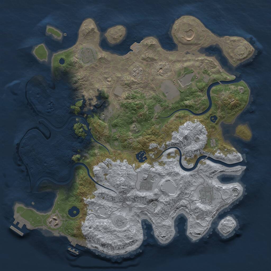 Rust Map: Procedural Map, Size: 3700, Seed: 30917160, 15 Monuments