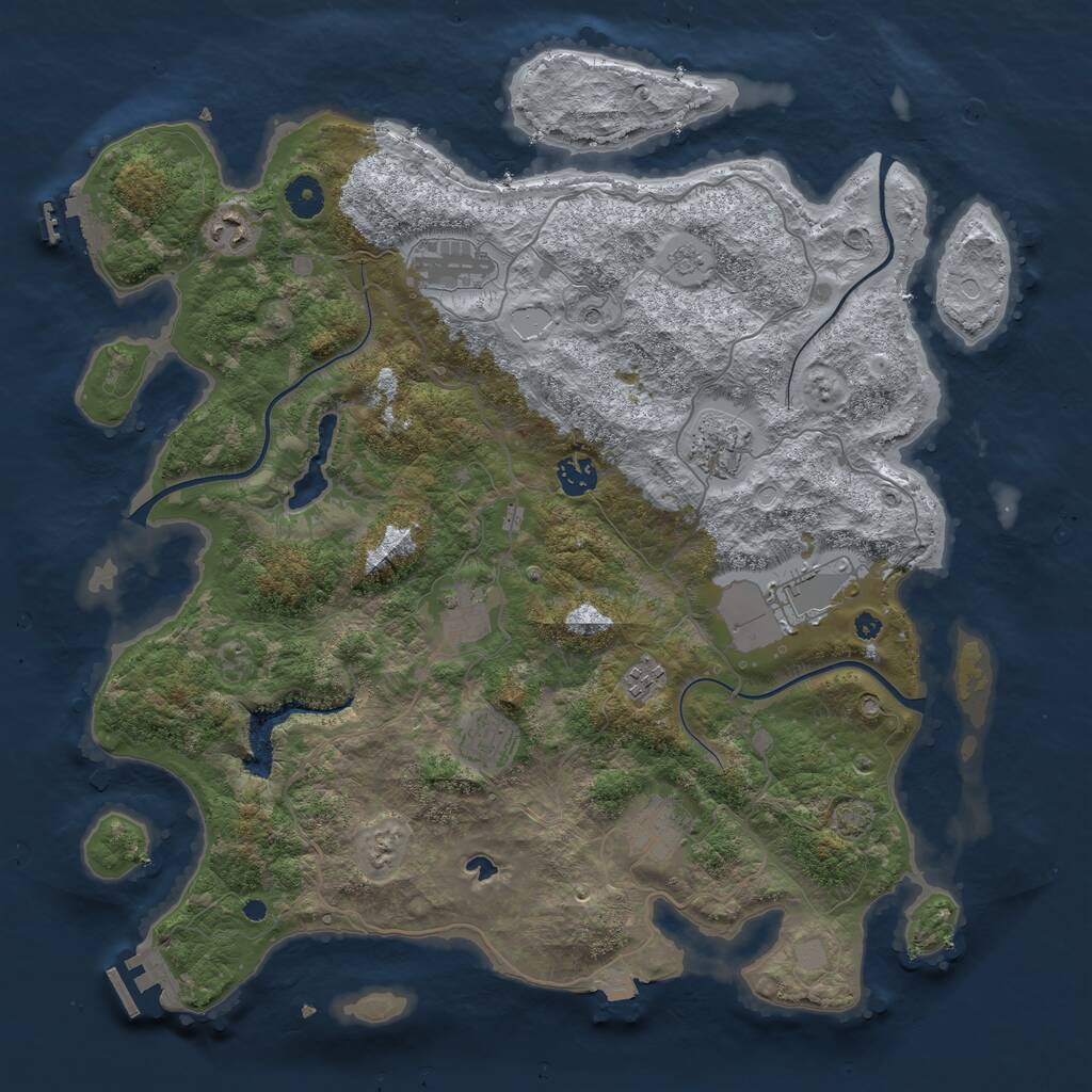 Rust Map: Procedural Map, Size: 4100, Seed: 28203833, 15 Monuments