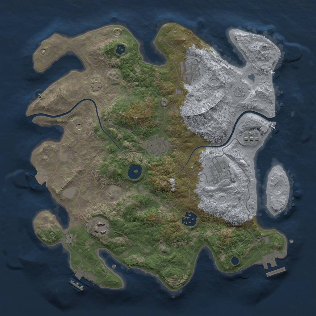 Rust Map: Procedural Map, Size: 3250, Seed: 1129274085, 12 Monuments