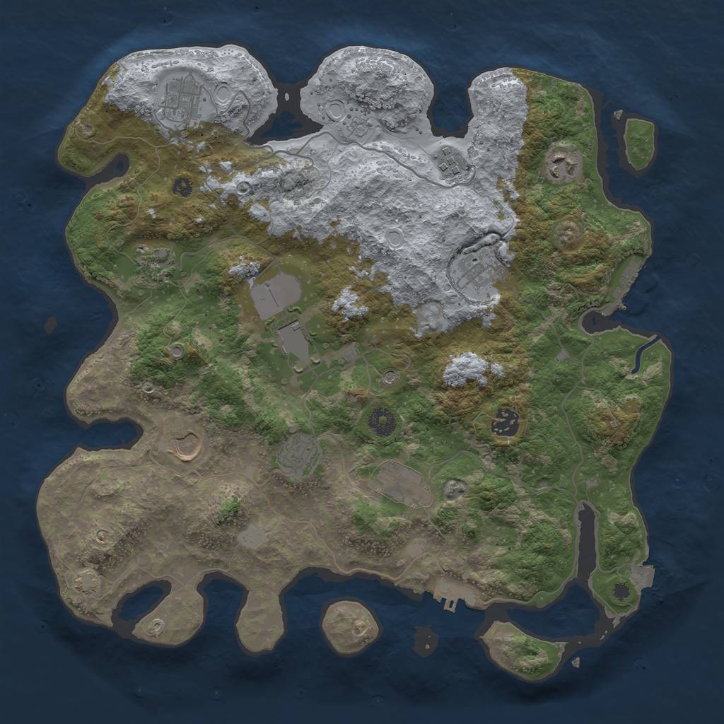 Rust Map: Procedural Map, Size: 3800, Seed: 68338148, 18 Monuments