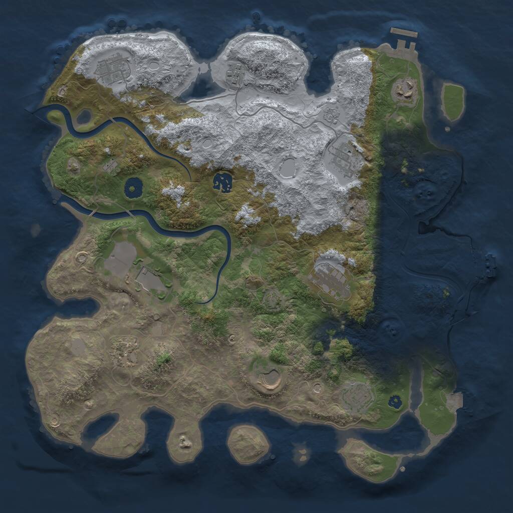 Rust Map: Procedural Map, Size: 3800, Seed: 68338148, 16 Monuments