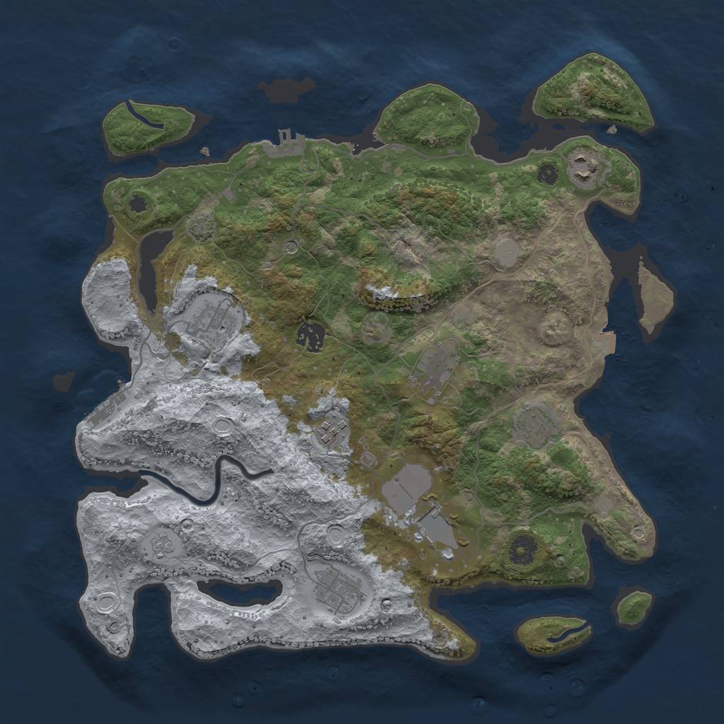 Rust Map: Procedural Map, Size: 3700, Seed: 231995437, 16 Monuments