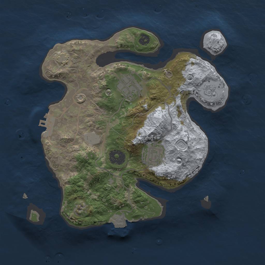 Rust Map: Procedural Map, Size: 2500, Seed: 986424, 8 Monuments