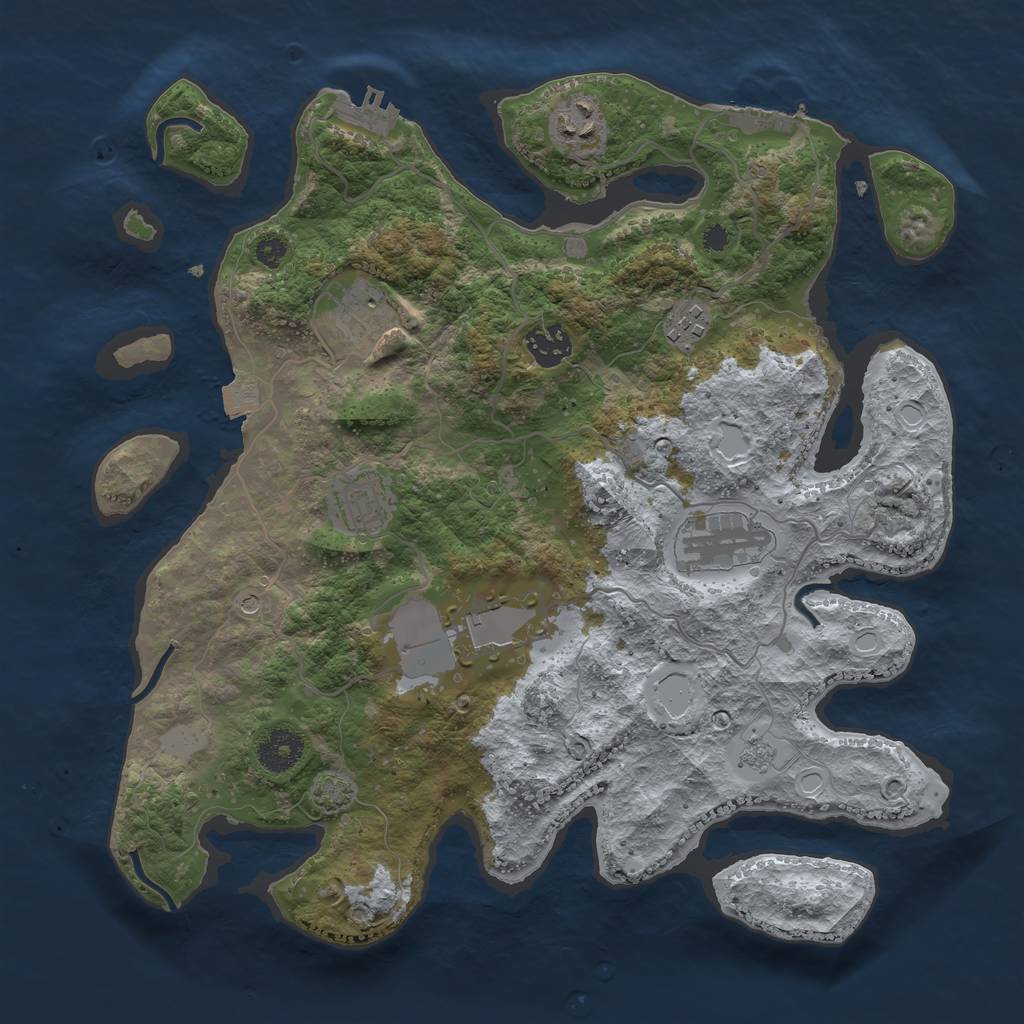 Rust Map: Procedural Map, Size: 3500, Seed: 191504783, 15 Monuments