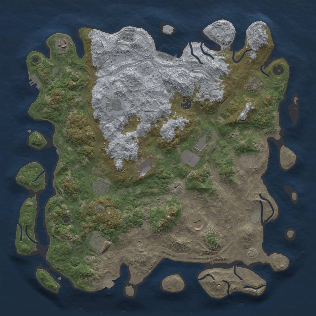 Rust Map: Procedural Map, Size: 4500, Seed: 1198975310, 19 Monuments
