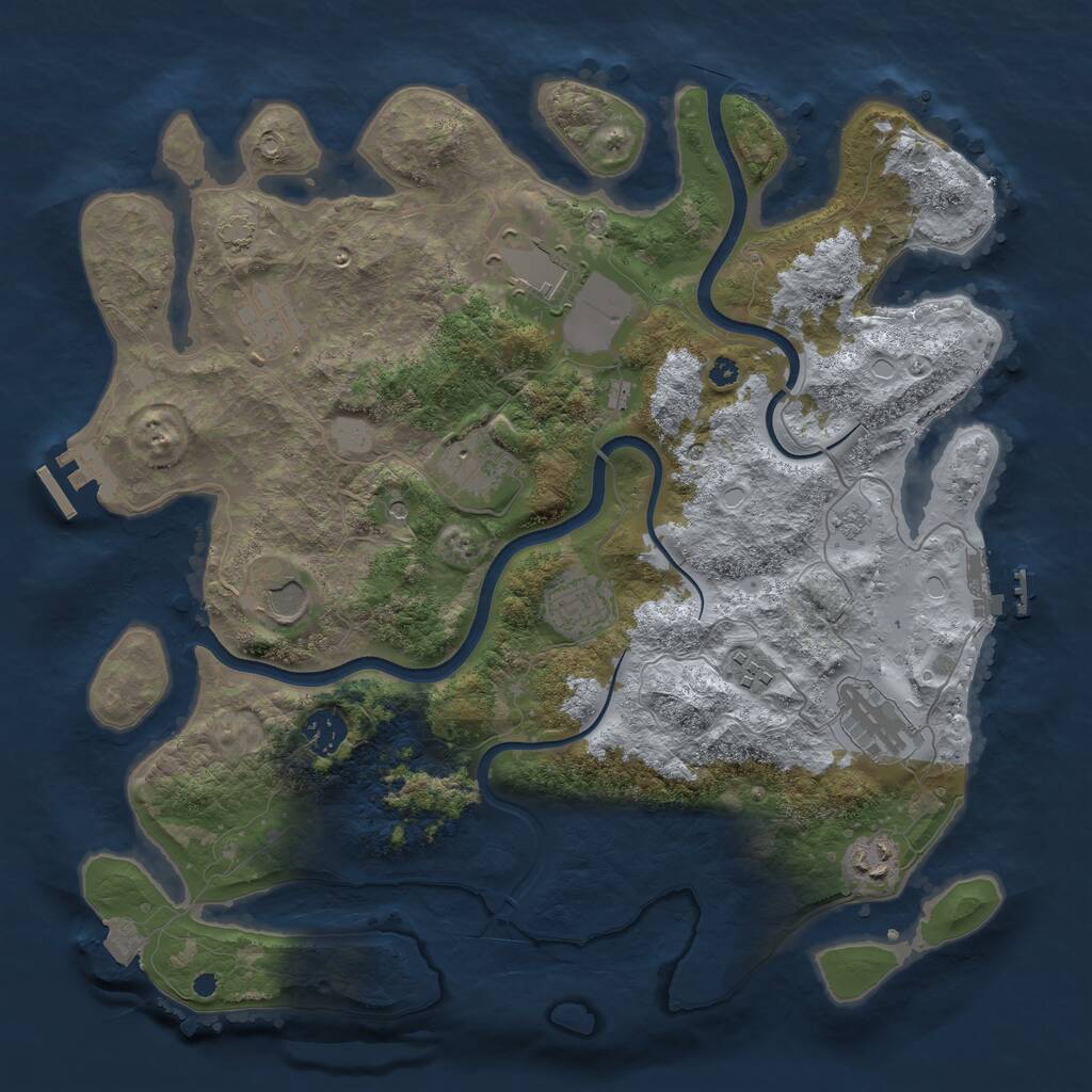Rust Map: Procedural Map, Size: 3750, Seed: 609493, 15 Monuments