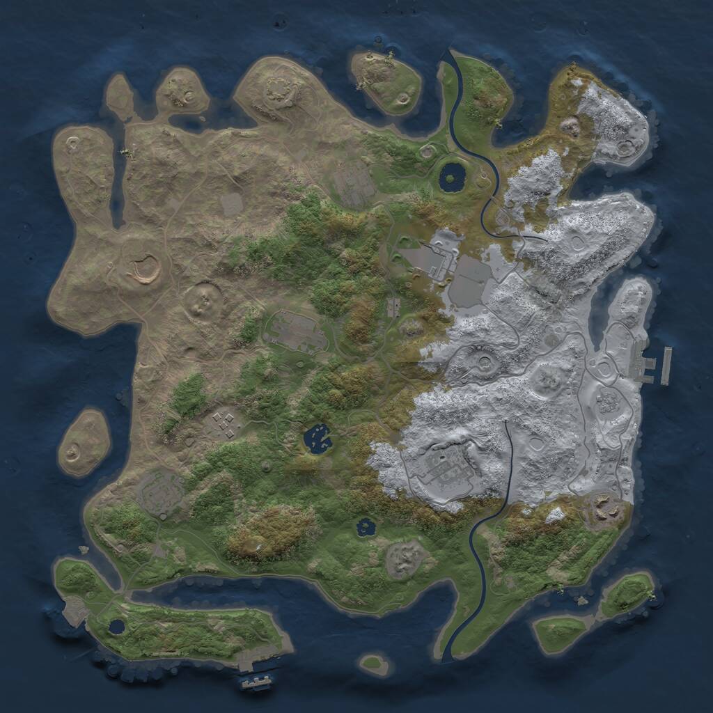 Rust Map: Procedural Map, Size: 3750, Seed: 609493, 15 Monuments