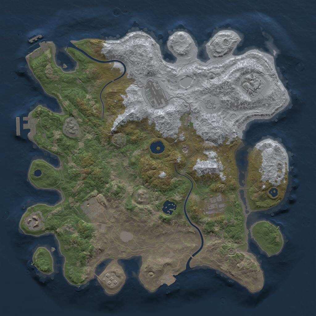 Rust Map: Procedural Map, Size: 3500, Seed: 1183191114, 13 Monuments