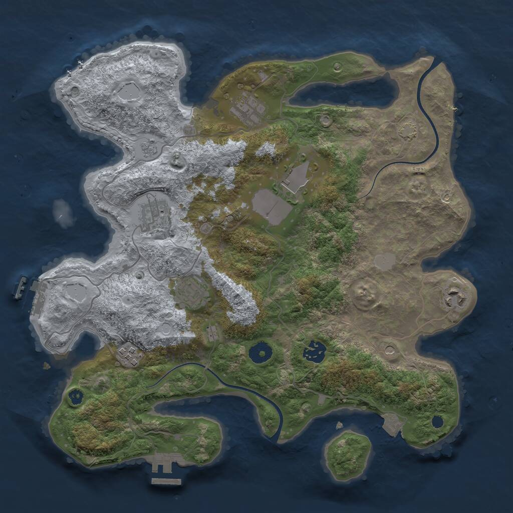 Rust Map: Procedural Map, Size: 3500, Seed: 1342926695, 13 Monuments