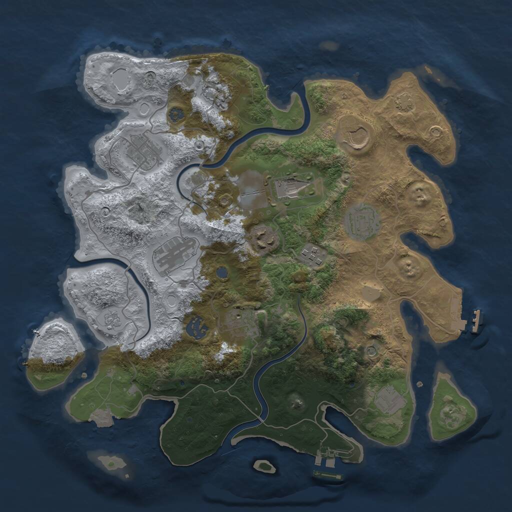Rust Map: Procedural Map, Size: 3500, Seed: 36635538, 18 Monuments