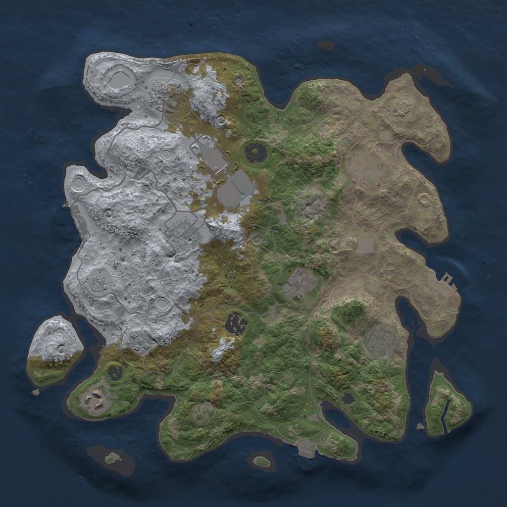 Rust Map: Procedural Map, Size: 3500, Seed: 36635538, 17 Monuments