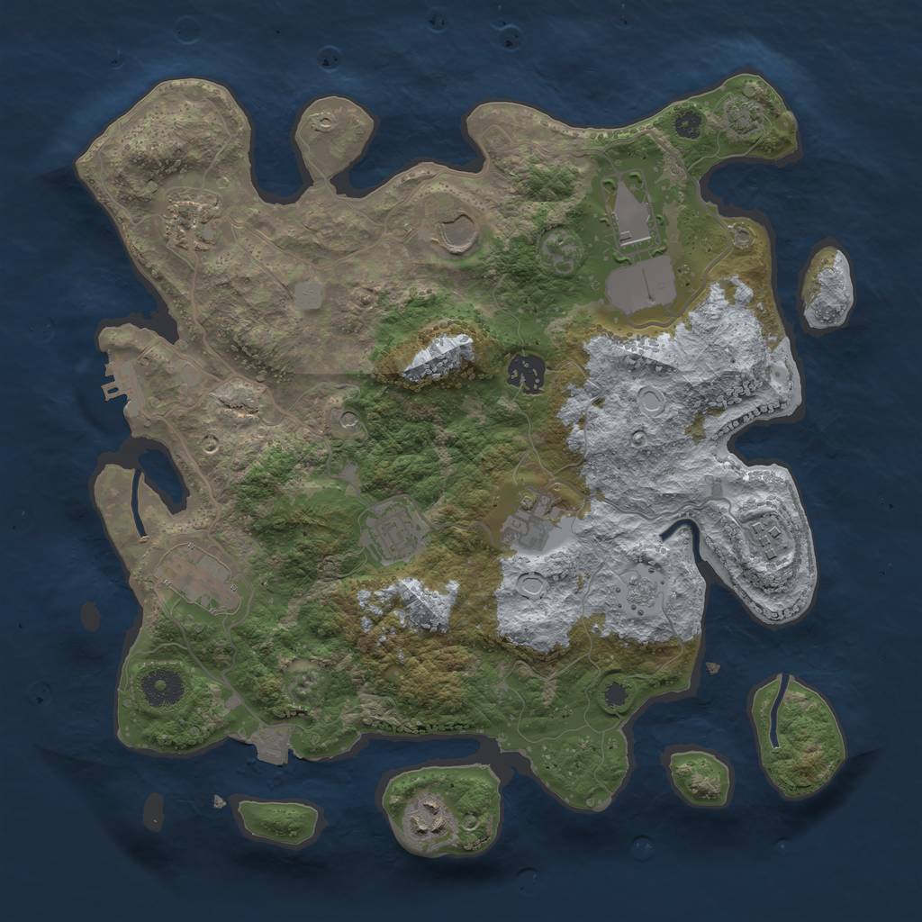 Rust Map: Procedural Map, Size: 3500, Seed: 68093970, 16 Monuments