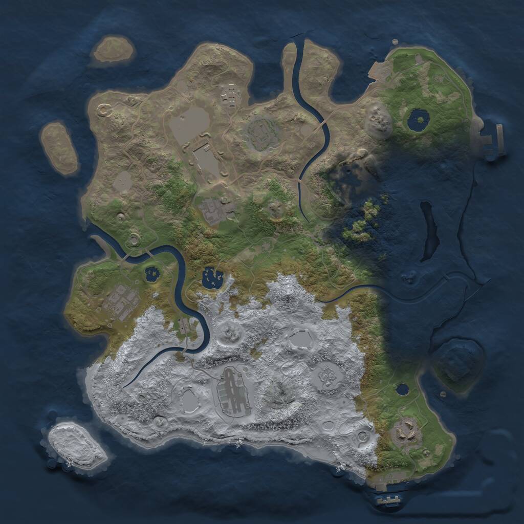 Rust Map: Procedural Map, Size: 3500, Seed: 1396265822, 15 Monuments