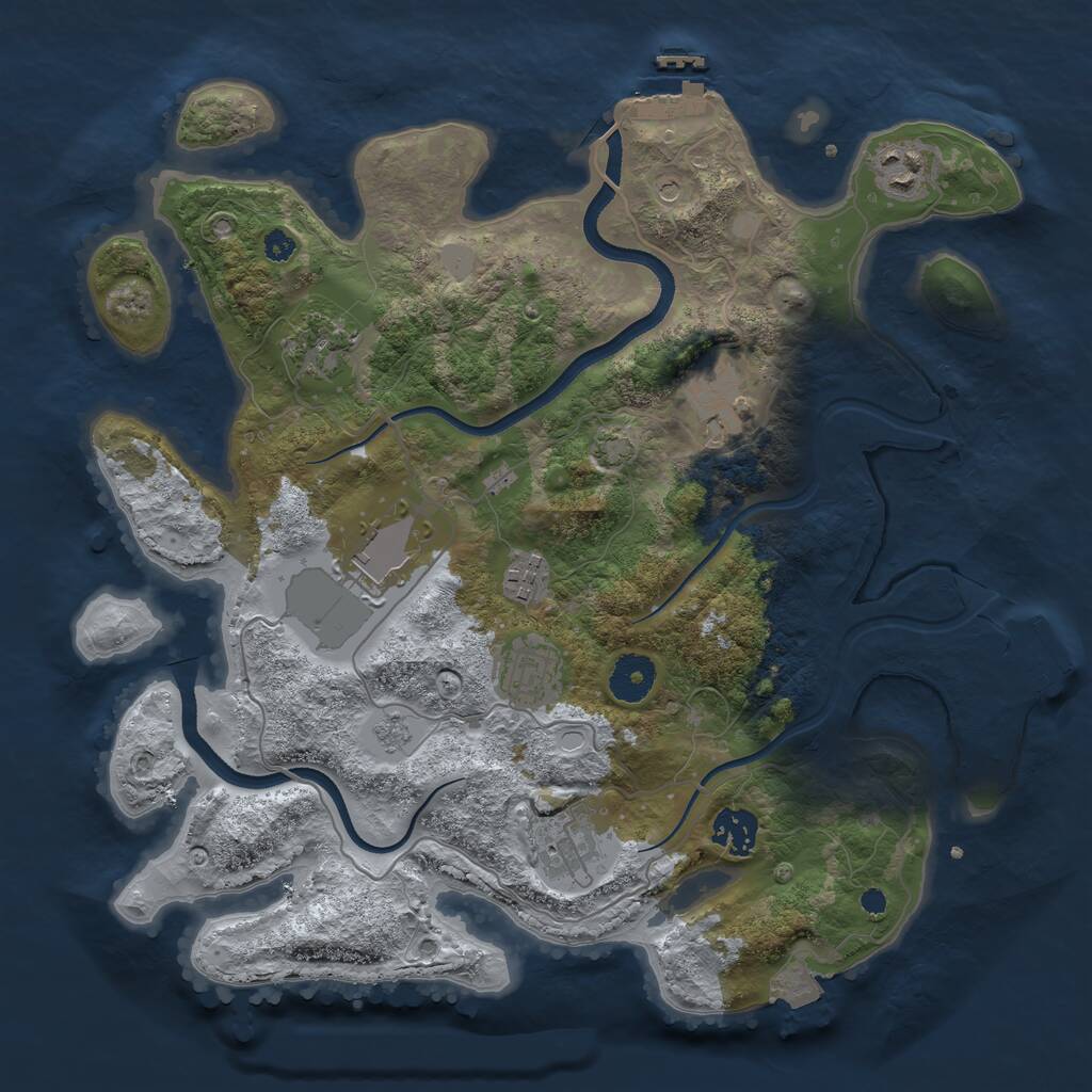 Rust Map: Procedural Map, Size: 3500, Seed: 2026353100, 14 Monuments