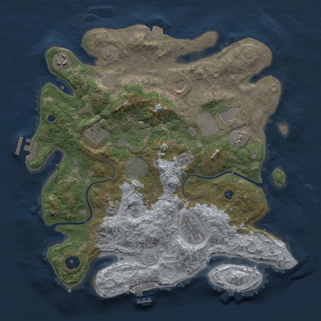 Rust Map: Procedural Map, Size: 3500, Seed: 1565763703, 13 Monuments