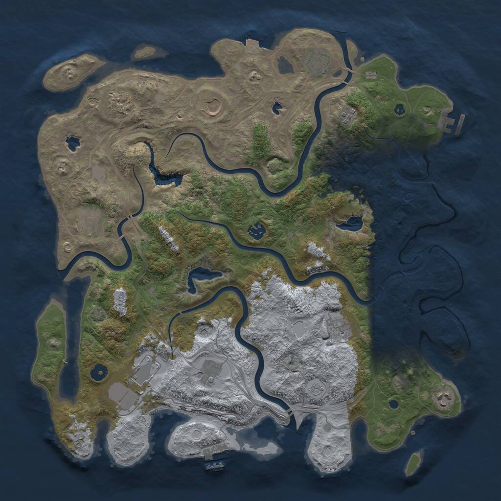 Rust Map: Procedural Map, Size: 4500, Seed: 941838995, 16 Monuments